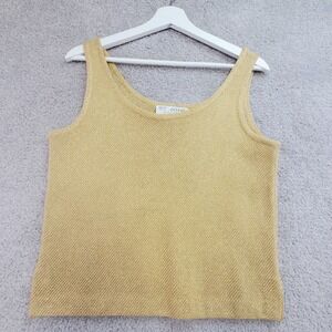 St. John Collection by Marie Gray Tank Top Womens Small Metallic Gold Scoop Neck
